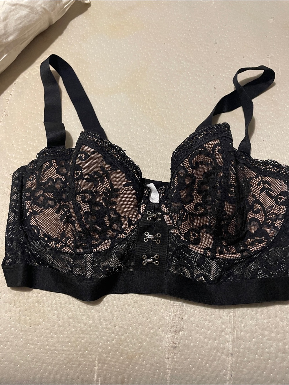 Adore Me Black Lace Underwire Bralette with Hook-Front Detail